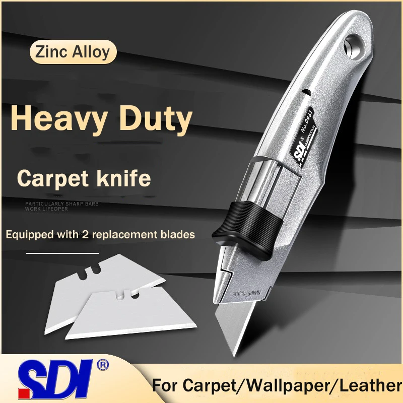 SDI Heavy Duty Cutting Knife Zinc Alloy Metal Art Knife Premium Professional Carpet Cutting Knife For Leather Wallpaper Fabric