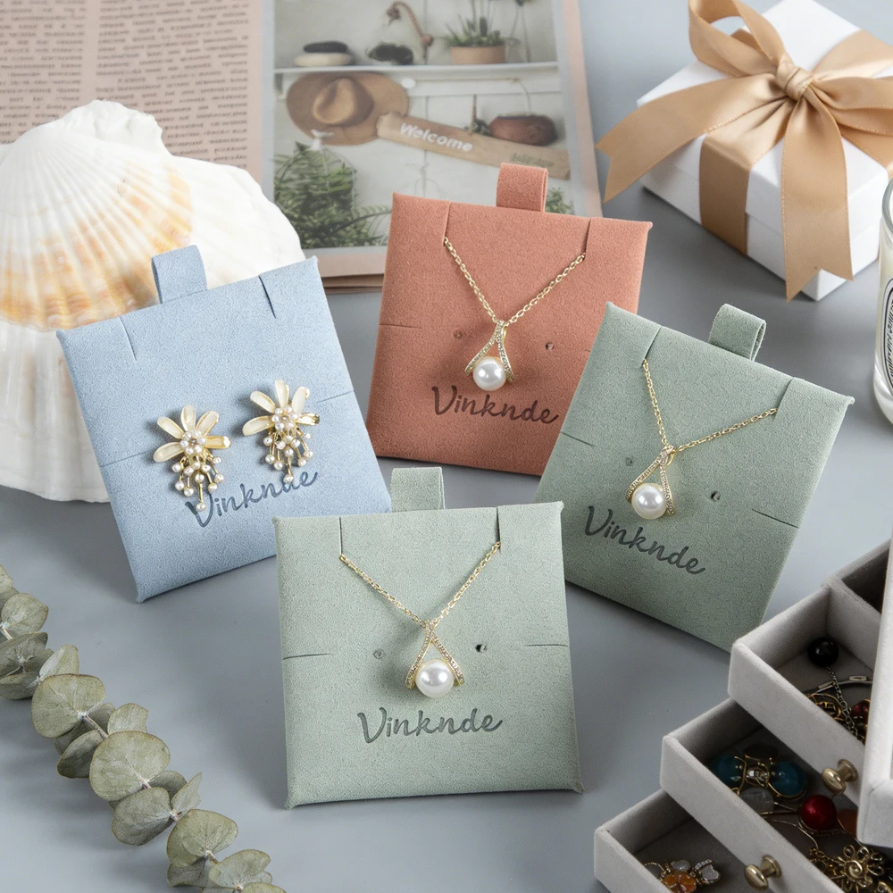 

Microfiber Jewelry 6x6cm Card Personalised Pads Ring Necklaces Bracelets Storage Small Cards Suede Pearl Earring Packaging Boxes