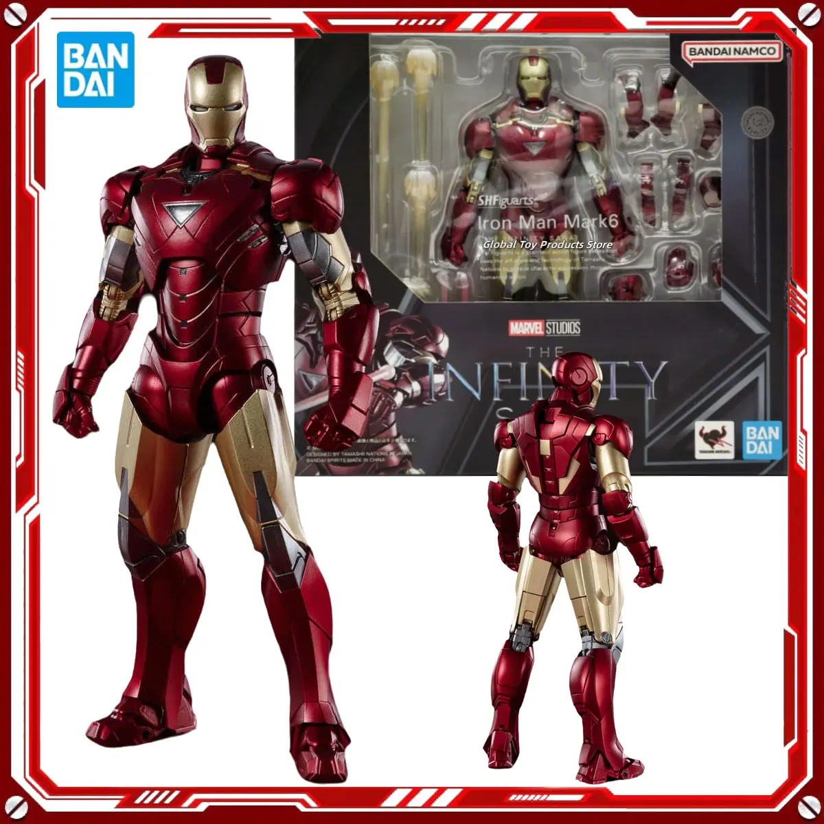 

Bandai Genuine Iron Man Mk6 The Infinity Saga Anime Model Kits Toys SHF Action Figure Assembly Model Gift Kids Christmas Present