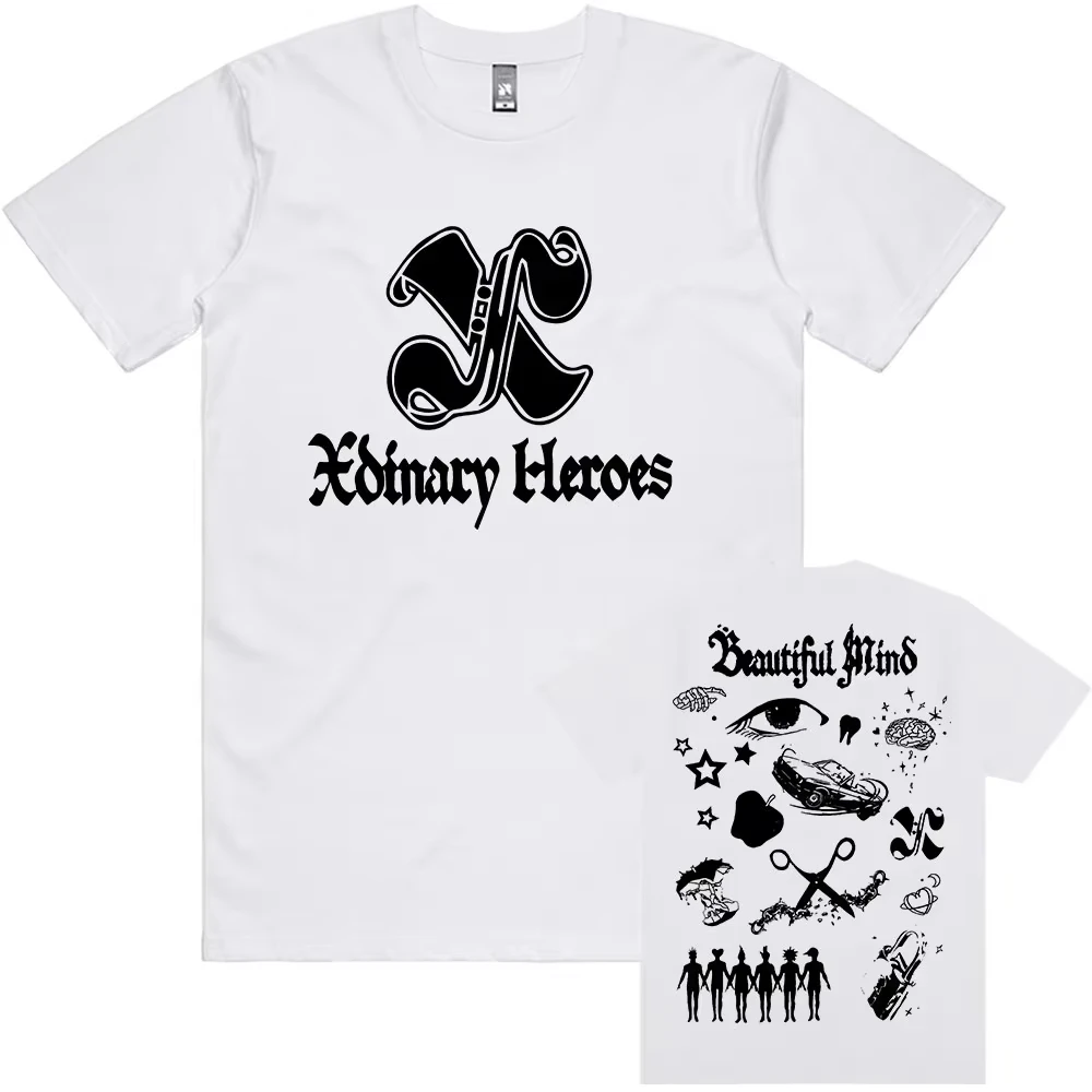 2026 Beautiful Mind Xdinary Heroes Koreaanse Jongensband Afdrukken Katoenen Top met korte mouwen voor mannen Grafische T-shirt Lente/zomer nieuw