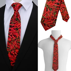 Cravatta stampata per alimenti moda casual romanzo e interessante cravatta di verdure al peperoncino festa di nozze camicia di Halloween e cravatta regalo è neutra