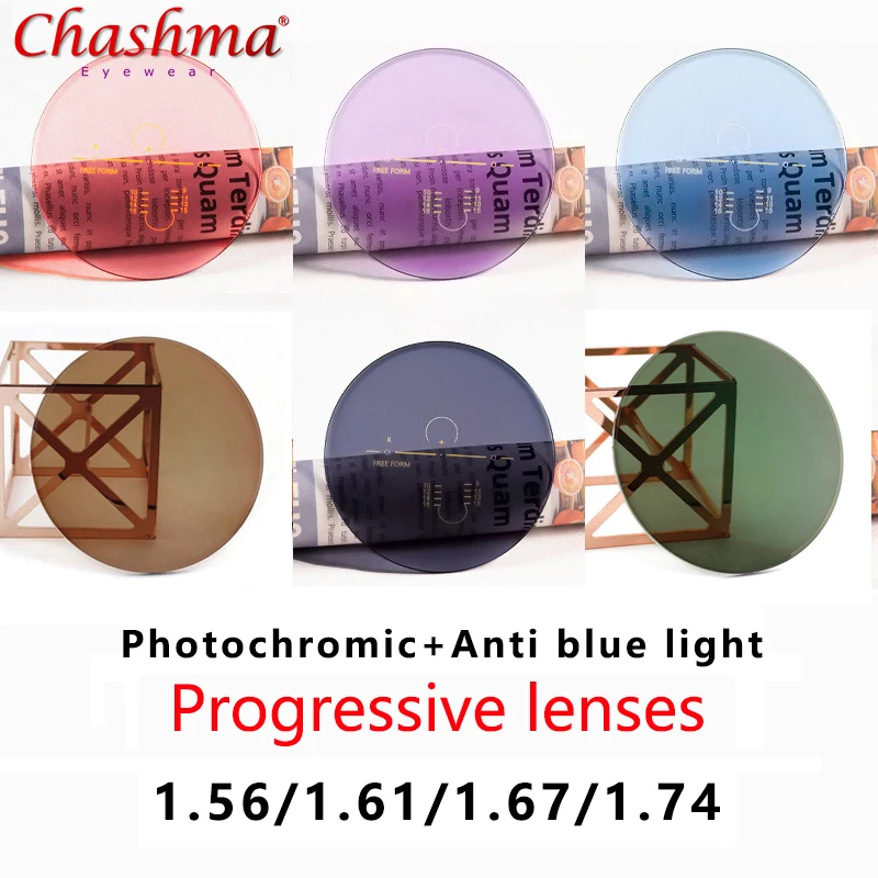 

Anti-blue Light Photochromic Progressive Multifocal Lens 1.56 /1.61 /1.67 1.74 Optical Prescription Lenses Man Woman