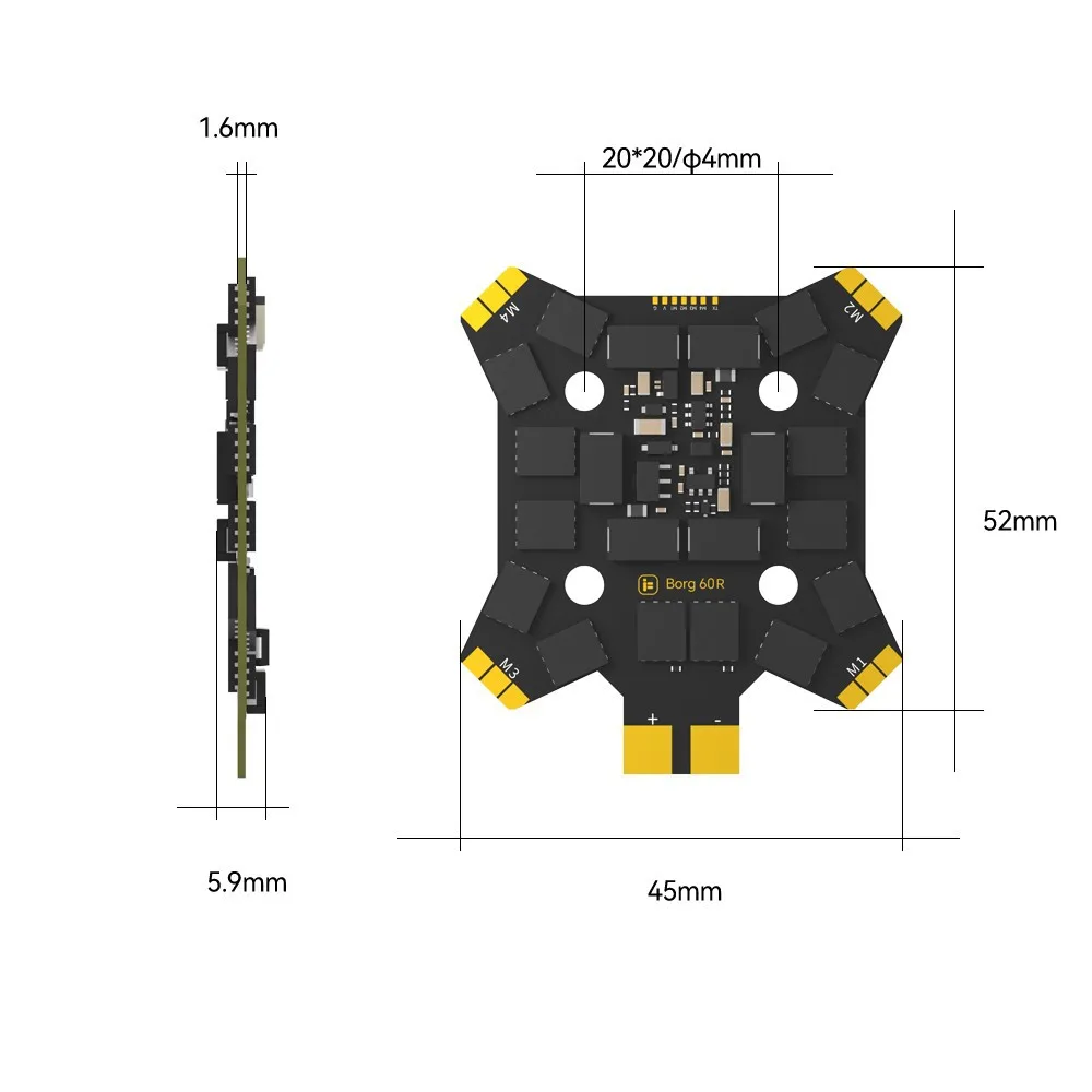 iFlight Borg Mini H7 (ICM42688P) 4-8S Flight Controller & Borg 60R/60RS 4in1 60A  ESC  for RC FPV Racing Drone gallery 3