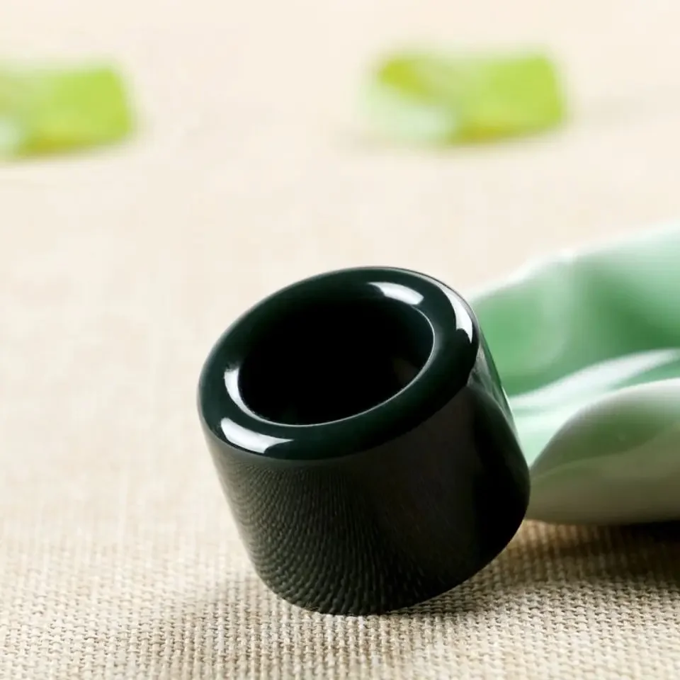 Authentic Natural A-grade Jadeite Ring Fashionable Jewelry Gift Dark Green Jade Ring Charming Dark Green Couple Gemstone Jewelry