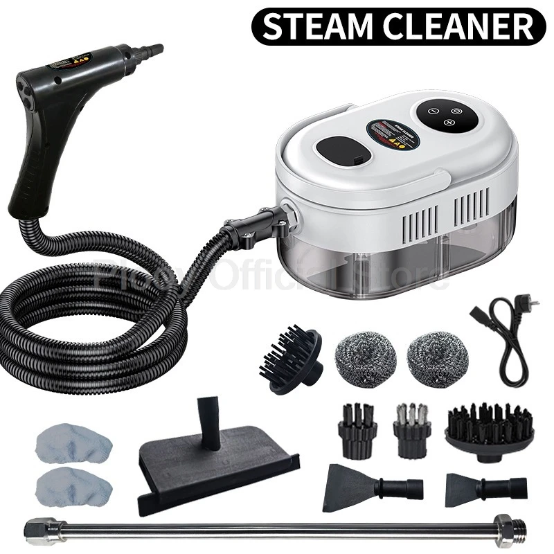 1500W Handheld Remote ABS Base Steam Cleaning Machine 900ml Capacity With Accessories For Kitchen Sofa Car Pet Area Deep Clean