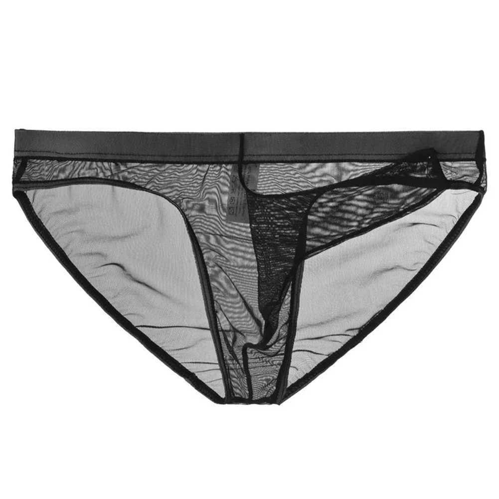 Thin Men Seamless Mesh Briefs Thong Transparent Panties Low Rise Bikini Underwear Sexy Lingerie For Husband Cuecas Masculinas