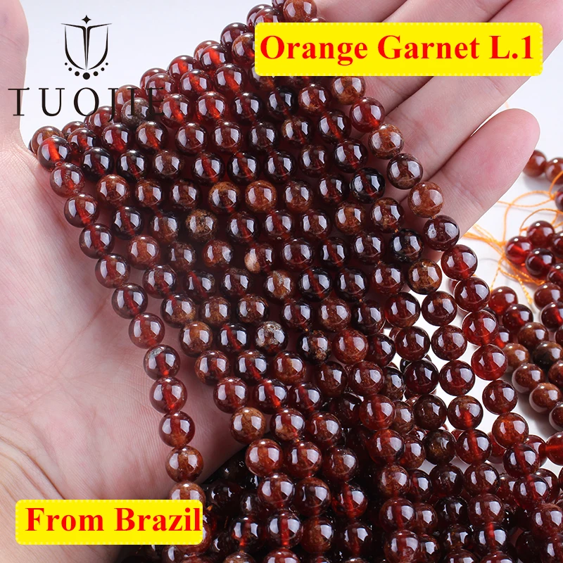 

Natural Garnet Spacer Round Stone Orange Garnet Astrophyllite Tsavorite Loose Bead For DIY Bracelet Jewelry Making Accessories
