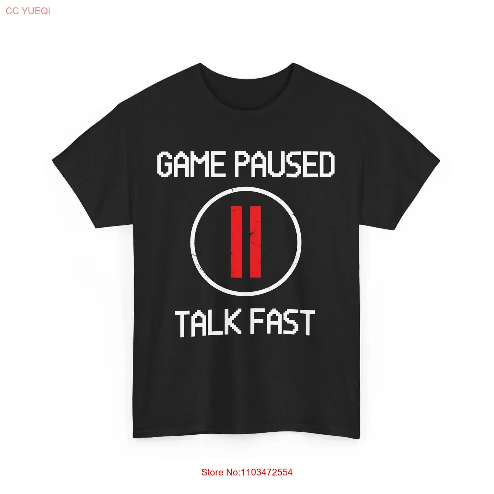 T-shirt de Gamer vidéo « Game Paused Talk Fast Gaming » – Vintage, délavé, stylé, respirant, polyvalent – Idéal pour le quotidien et les loisirs