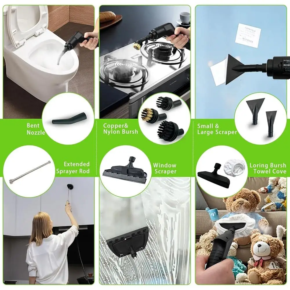 Handheld Steam Cleaner 2500W High Pressure Multi Surface Steamer Fast Heat Ups 15S Large Water Tank 11 Accessories Home Cleaning