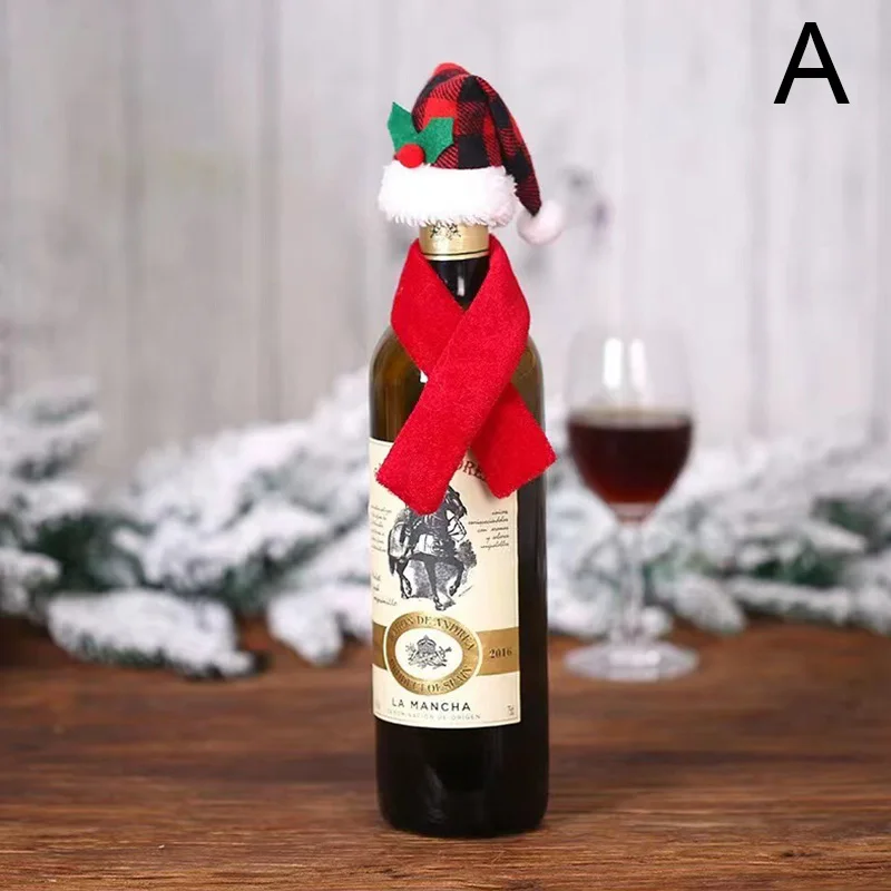 Christmas Wine Bottle Cover Merry Christmas Decoration for Home Red Wine Bottle Bag Xmas New Year Dinner Table Decor Navidad