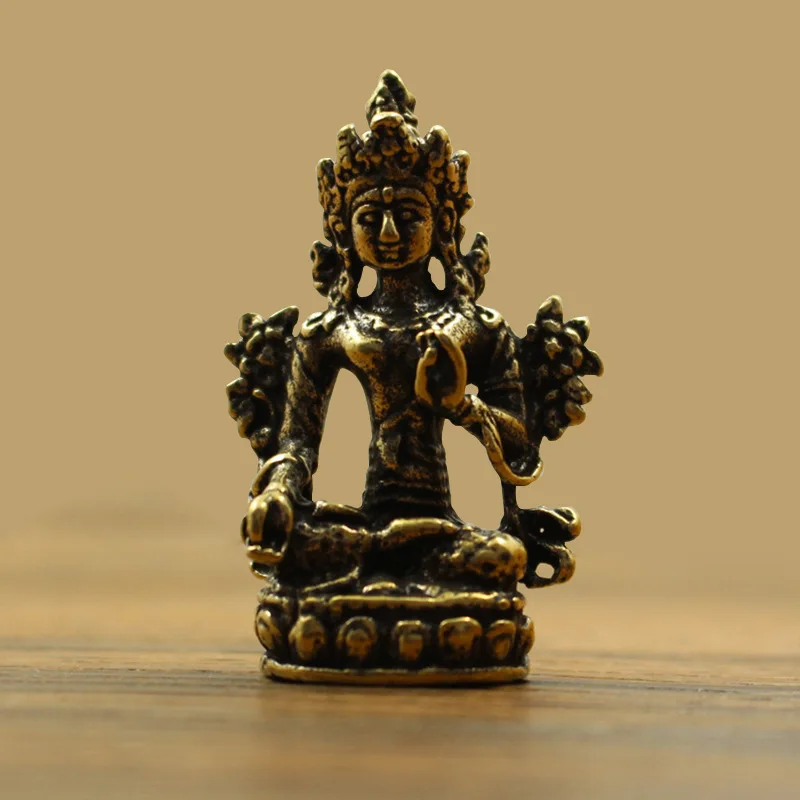 New Brass Buddha Statue Manjushri Bodhisattva Metal Figurine Desk Decoration Car Keychain Pendant Accessoires Miniatures