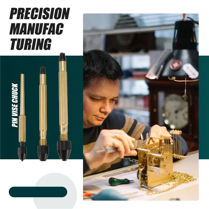 

A18P-3Pcs Copper Professional Watch Clock Jewelry Repair Tool Pin Vise Chuck File Bur Drill Bit Wire Holder