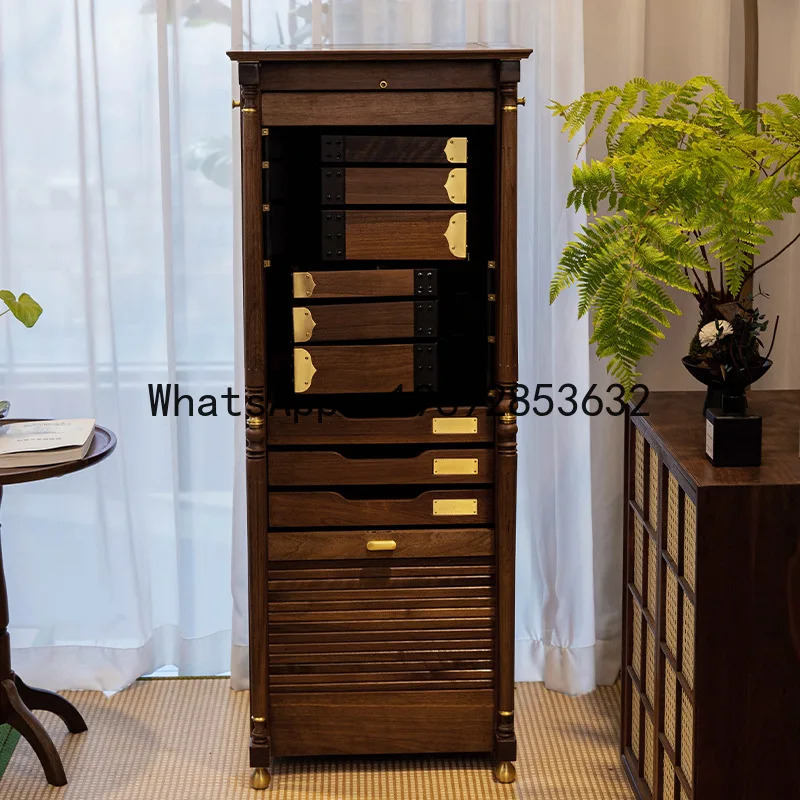 

X-28 black walnut tea cup tea set storage floor-standing dental cabinet tea set cabinet