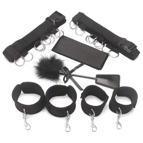 Bed Restraint Kit BDSM Bondage Strap Adjustable Handcuff Ankle Cuff Set Erotic Role Play Restraint Accessory Adult Couple Game