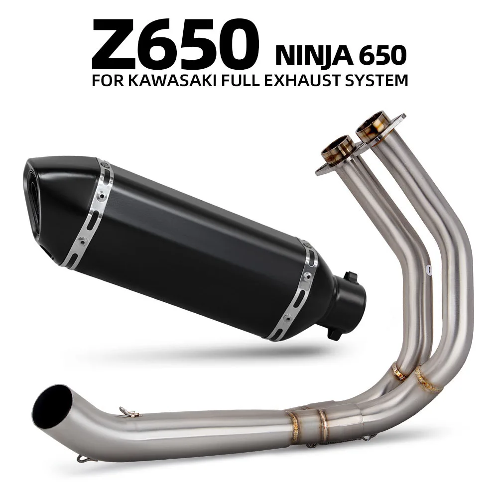 

Z650 Exhaust System For Kawasaki Ninja650 Ninja 650 2017-2023 Motorcycle Exhausts Pipe Kit Street Bike Manifold 370MM Muffler