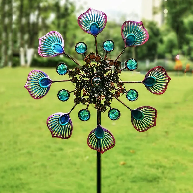 

Nordic Iron Wind Spinner Outdoor Garden Terraces Decoration Windmill Creative Exterior Gardening Yard Villa Ornaments Decor