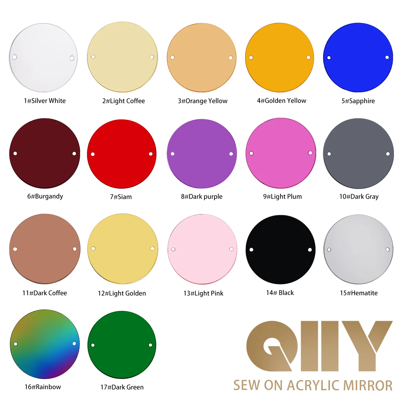 QIYI 50 Peças de Strass Redondos Coloridos de Acrílico Espelhado para Costura, Pedras de Strass de Base Plana para Artesanato DIY e Decoração de Roupas