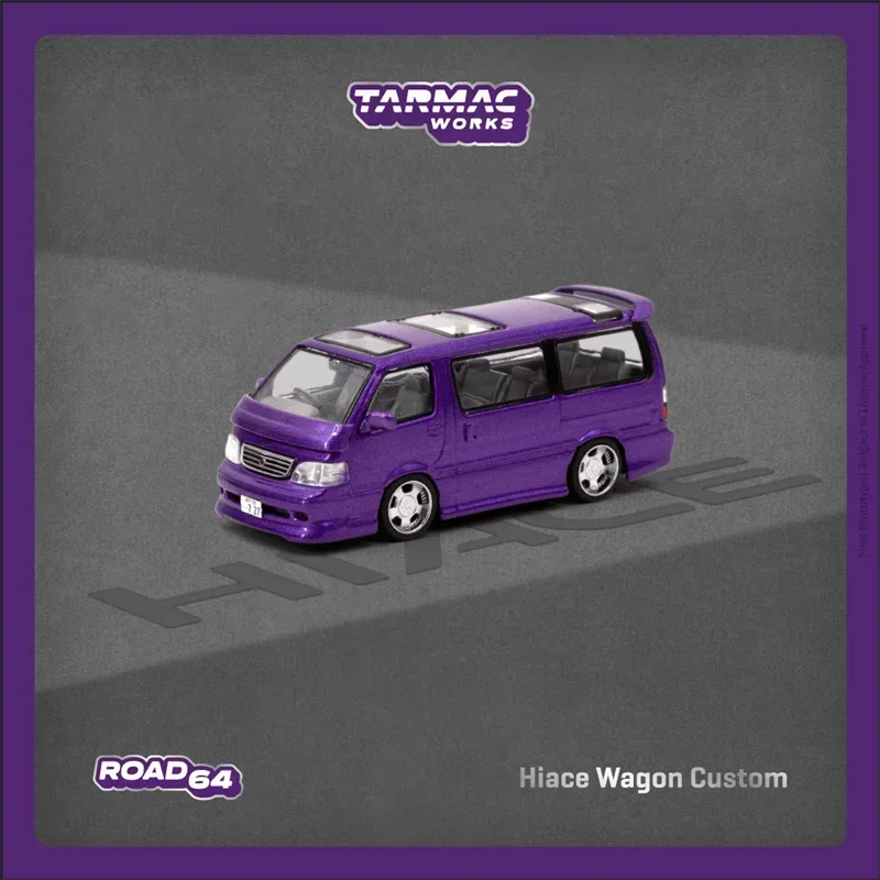 

TW Tarmac Works 1/64 Hiace Wagon Custom Purple Simulation Alloy Model Cars