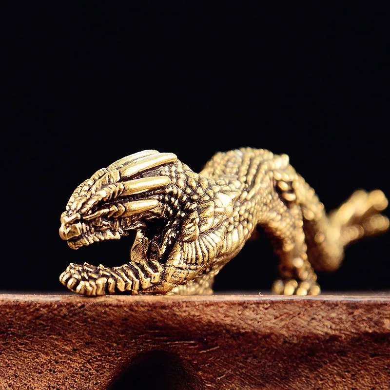 Solid Brass Leopard Small Statue Desktop Decorations Vintage Animal Panther Miniatures Figurines Home Decors Ornaments Crafts