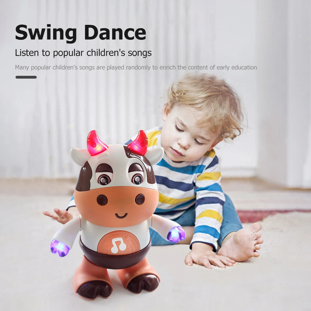 Juguete Educativo Eléctrico, Vaca Bailarina con Música y Luces, Juguete de Vaca Caminante de Plástico, Suave, para Niños, Regalo de Cumpleaños