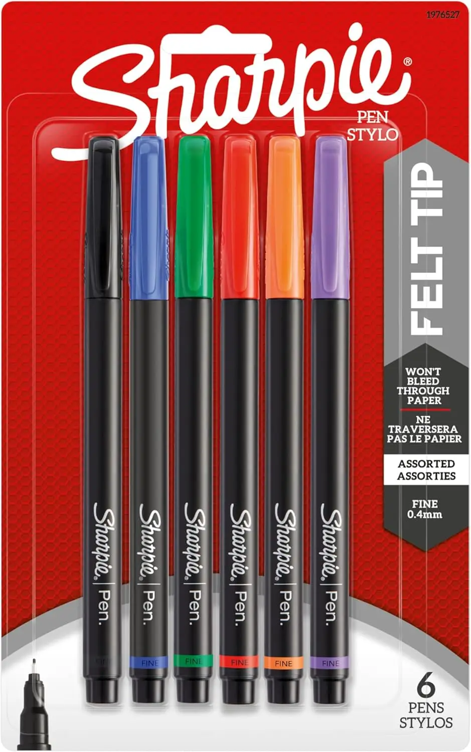

Fine Point Assorted Colors Pens, 6-Pack, Quick-Drying Ink