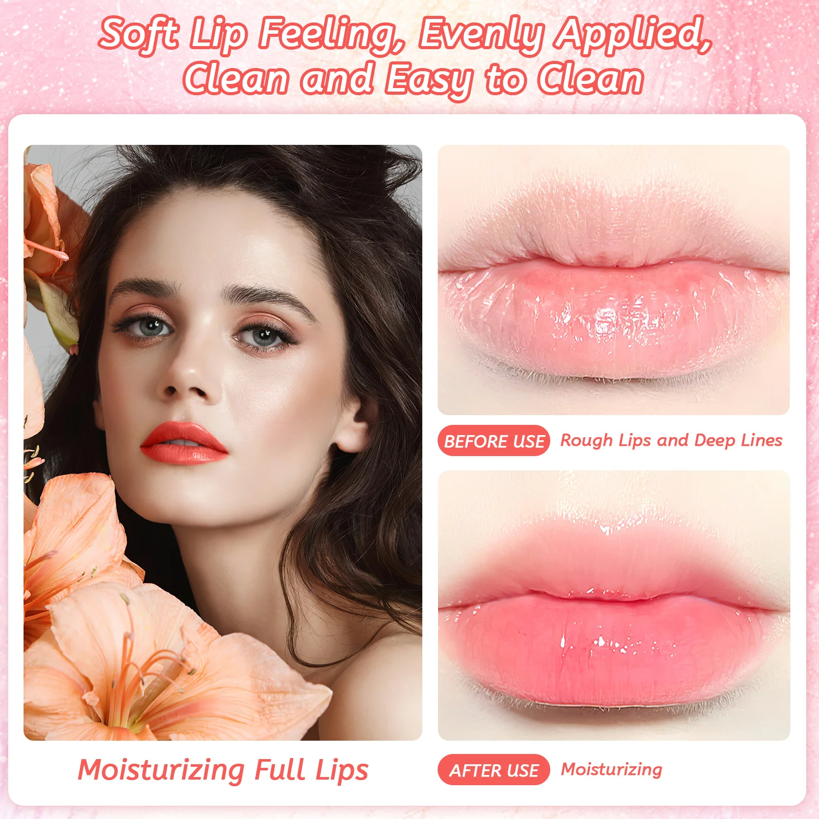 Fruit-Flavored Roll-on Lip Oil Gloss Peach Transparent Moisturizing Hydrating Lip Balm Longlasting Lipcare for Women Girls