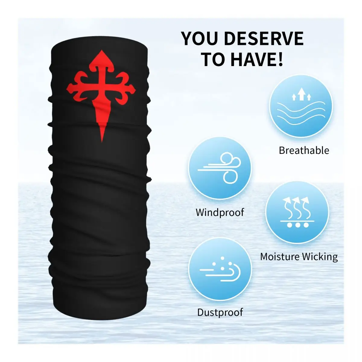 مخصص سانتياغو الصليب الرقبة الجراب الرجال النساء يندبروف الشتاء الصليب من سانت الكاثوليكية باندانا وشاح للمشي لمسافات طويلة