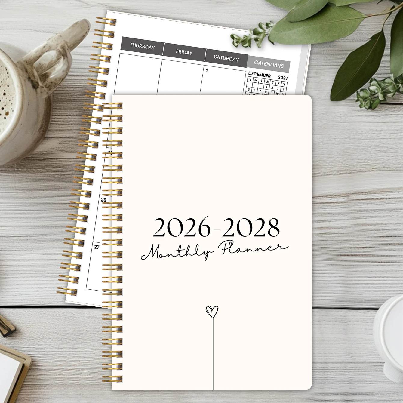 1PC A5 Two Year Calendar Book Weekly & Monthly Planner – Spiral Organizer with Calendar & Notes, School & Office Supplies