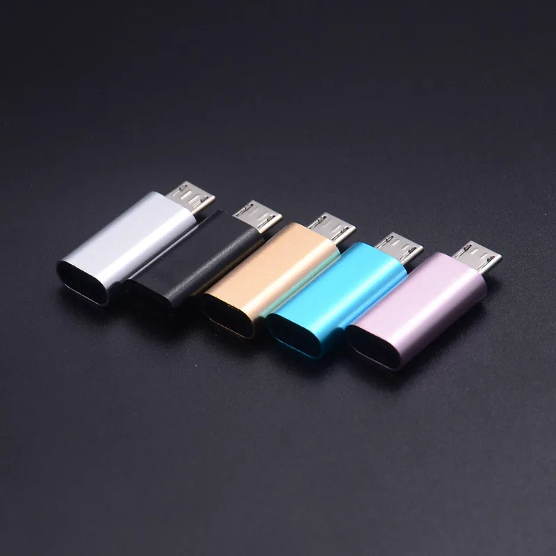 Type C Female to Micro USB Male Adapter Aluminum Alloy Charging Data Transfer Connector Multi Colors，Micro USB 0.3m Cable
