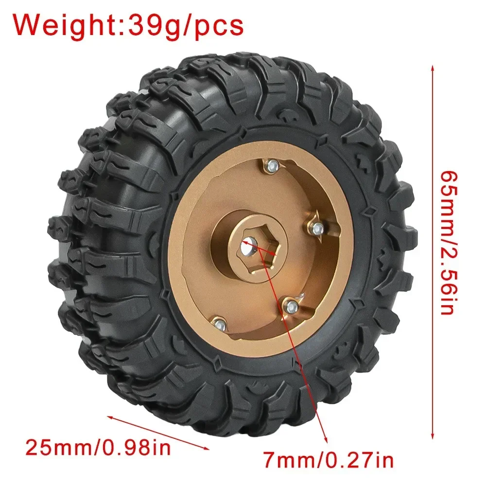 Jante de roue en alliage d'aluminium de 1,3 pouces avec système Beadlock pour pneus de voiture RC Crawler 1/24 Fms24 Axial Scx24 1/18 Trxs Trx4m Trx4-m