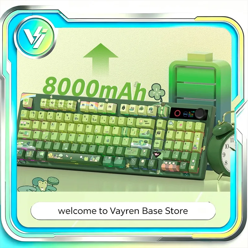 Womier for L98 Green Gasket Mechanical Keyboard Tri Mode BT2.4G USB C RGB Hot Swappable with TFT Screen Smart Knob for Gaming