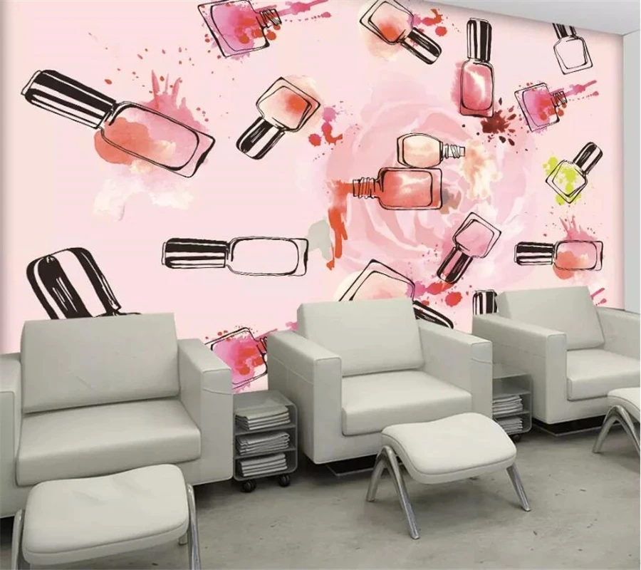 Custom photo 3D mural rose nail polish beauty nail shop decoration wallpaper Living room TV background wall bedroom wall fabric