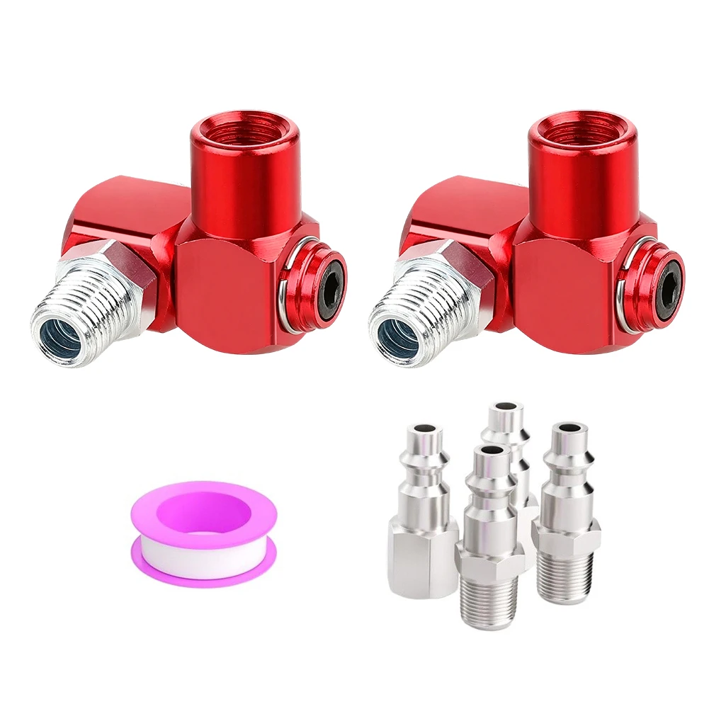 Aluminum 360 Degree Swivel Fitting for Air Tools and For Flexible Hoses 1/4 Inch NPT Connection 7 Piece Pneumatic Set