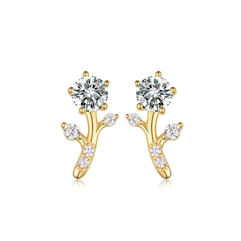

ZFSILVER Trendy s925 Fresh Classic Silver Moissanite Classic Design Tree Earring For Charm Women Accessories Jewelry Gift ME0027