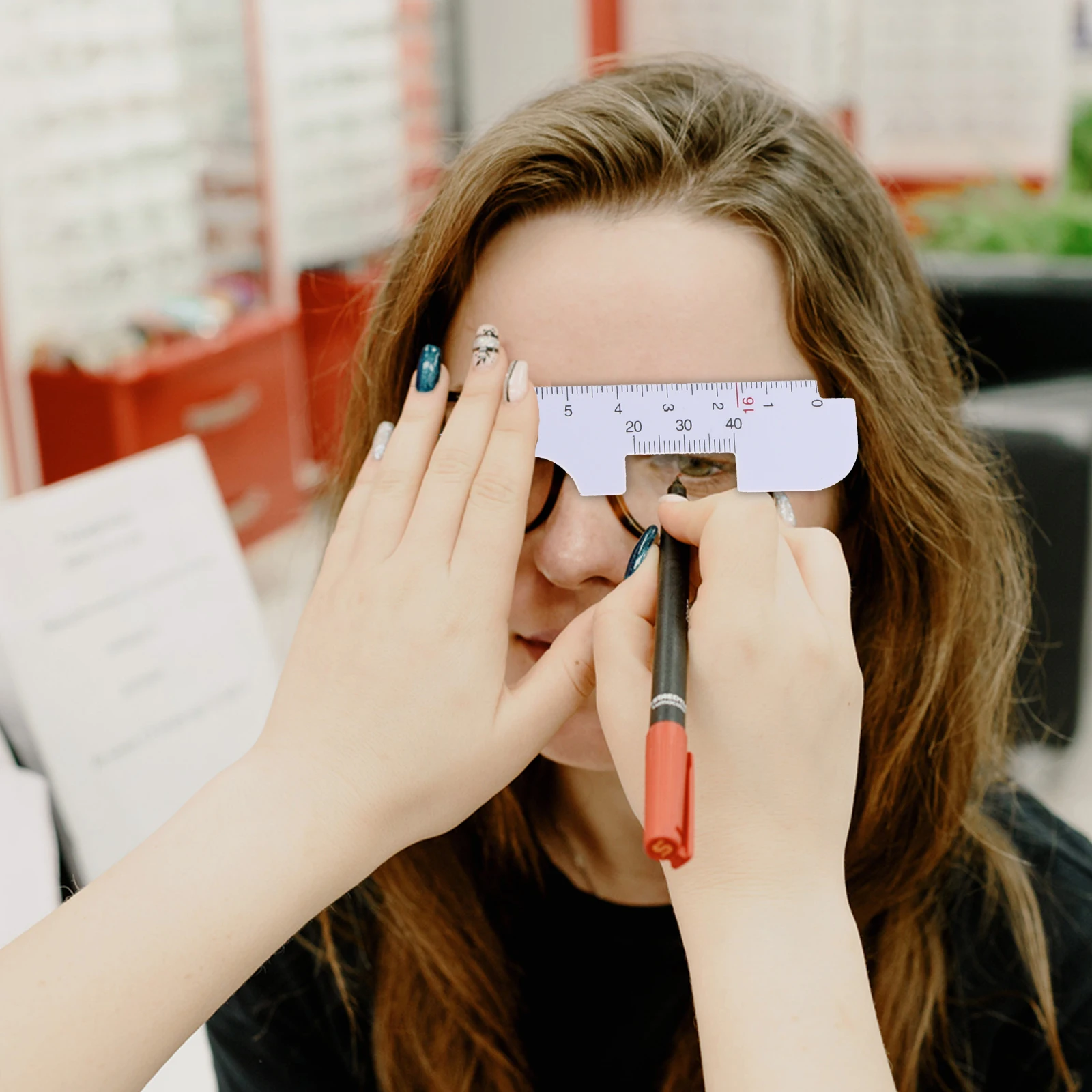 

5 Pcs Glasses Pupil Distance Measurement Edge Ruler Eyeglasses Pd Pinhole Optical Cute White Caliper Tool