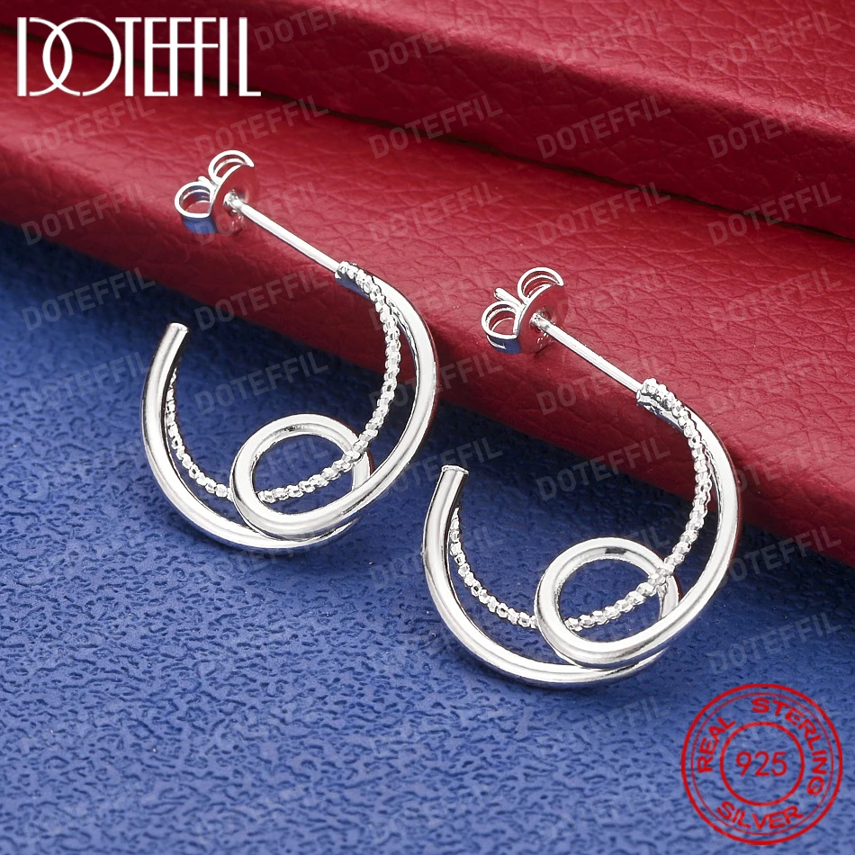 Elegante 925 Sterling Silber Komplizierte Verflochtene Creolen für Damen - Modischer Party- und Hochzeitsschmuck