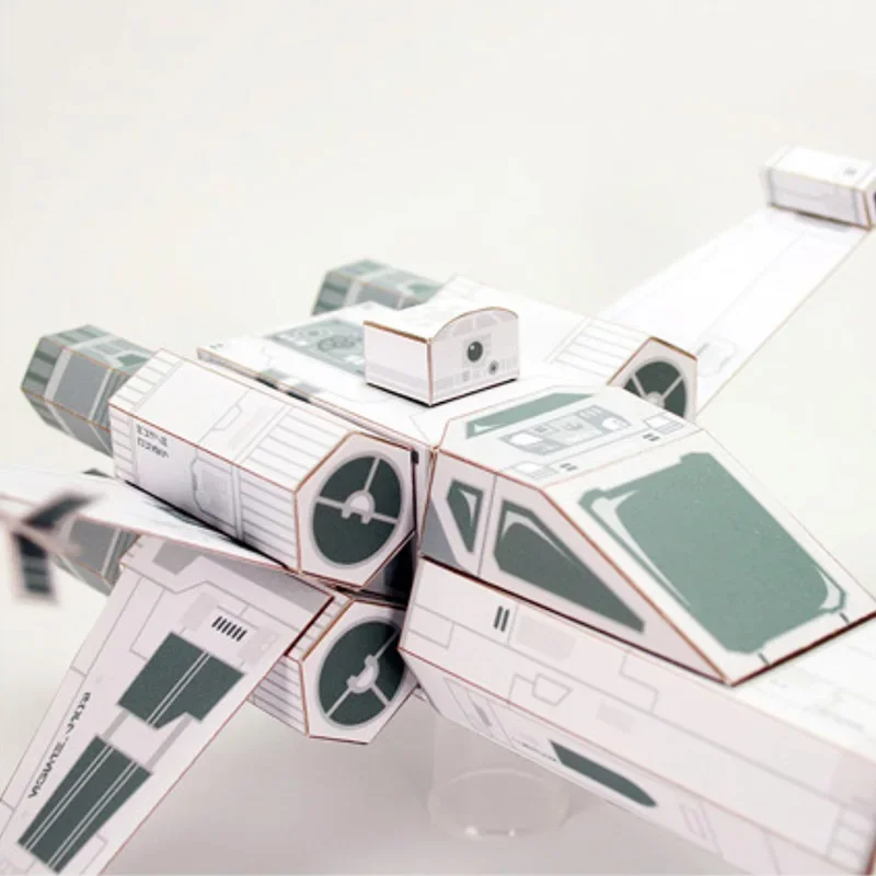 X-WING Fighter White Paper Model Mini 3D Cube Figure Papercraft DIY Kids Adult Origami Art Handmade Craft Toys FC-016