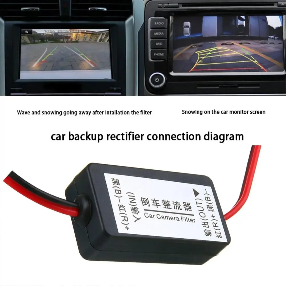 12V DC Power Relay Capacitor Filter Rectifier Rear Reversing Eliminate Cam Camera Interference Backup Connector View Power J1N4