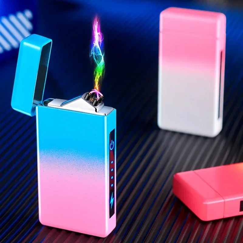 New Electric Windproof Smoking Lighter Metal Double Arc Flameless USB Rechargeable Plasma Lighters LED Touch Electronic Lighter - Image 6