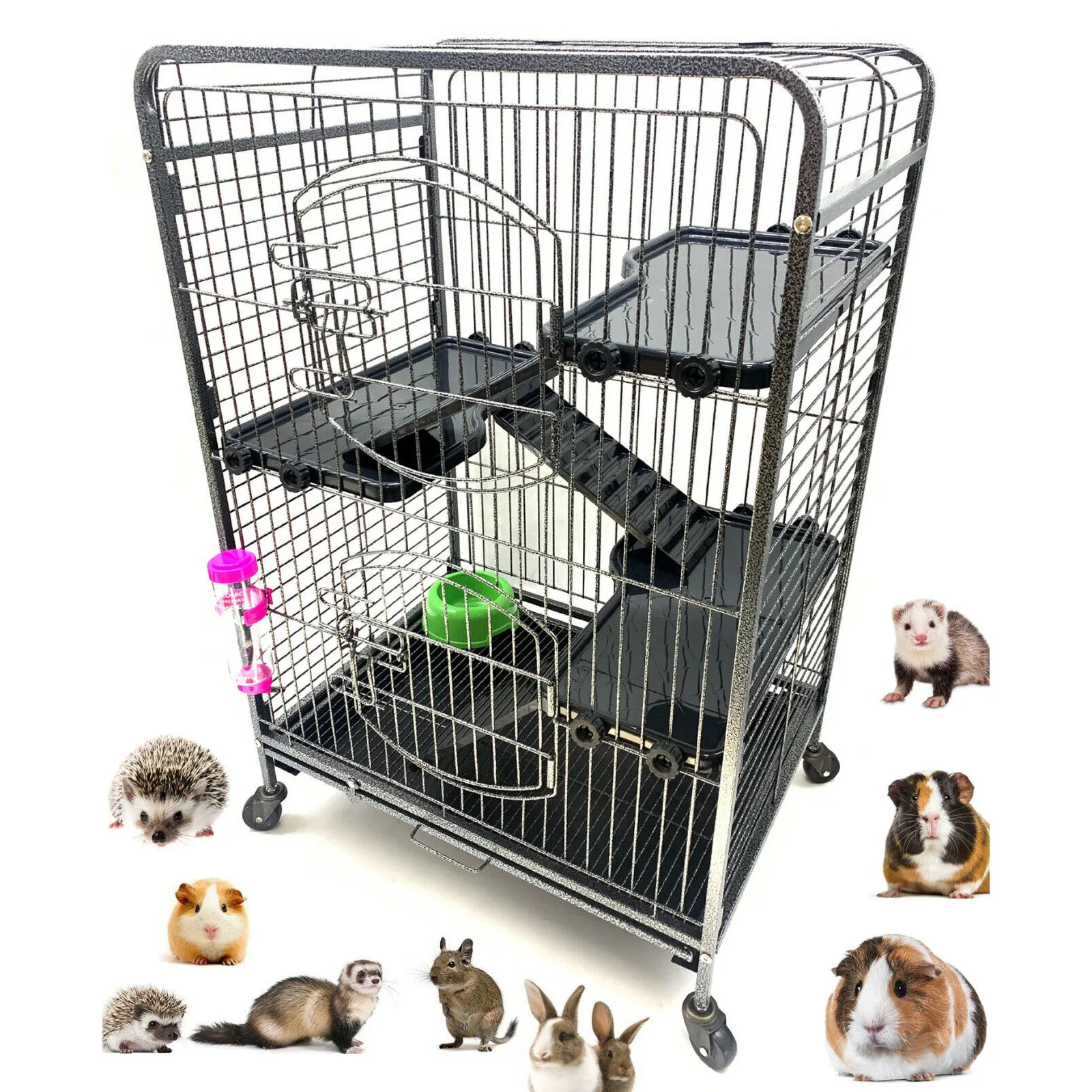 

US Large 37" 4-Solid Level Guinea Pig Ferret Rabbit Squirrel Chinchilla Hutch Cage