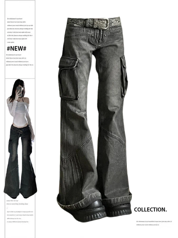 Women Baggy Cargo Jeans Vintage Y2k 90s Aesthetic Oversize Denim Trousers 2000s Harajuku High Waist Cowboy Pants Trashy Clothes