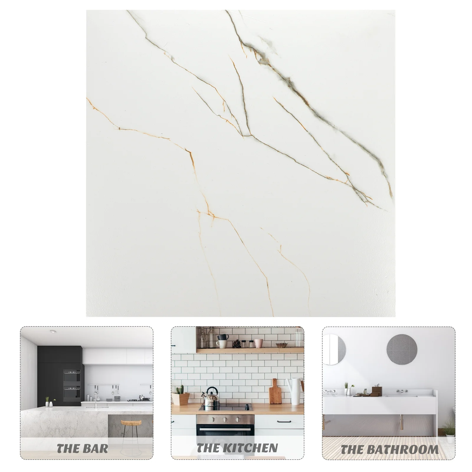

4 Pcs Self Adhesive Tiles Stone Plastic Floor Marble Sticker Household Home Decor