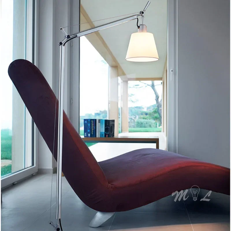 Modern Designer Standing Lamp Iron Long Arm Floor Lamp Living Room Decoration Study Reading Light Rotatable Stand Lamp Floor E27