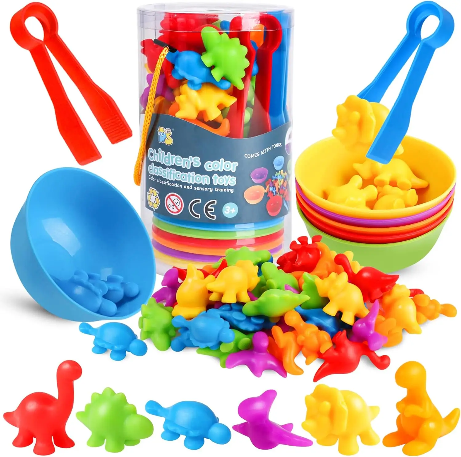 

Counting Dinosaur Matching Toys with Sorting Bowls Montessori Preschool Educational Activities Learning Color Sorting Fine Motor