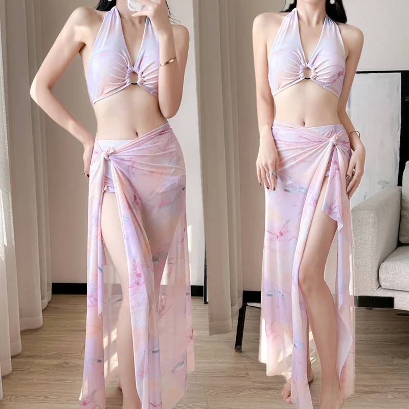 2026 Internet Celebrity Beach Vacation Bikini Two-Piece Three-Piece Set Beach Hot Spring New Swimsuit for Women