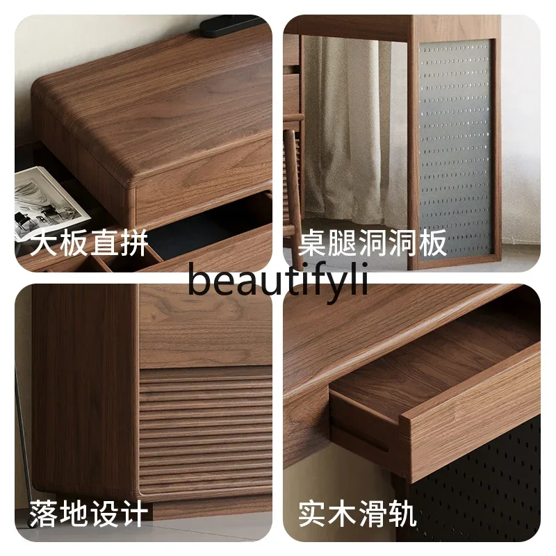 New Chinese style North American black walnut cosmetic table solid wood dresser chest integrated bedroom chest of drawers