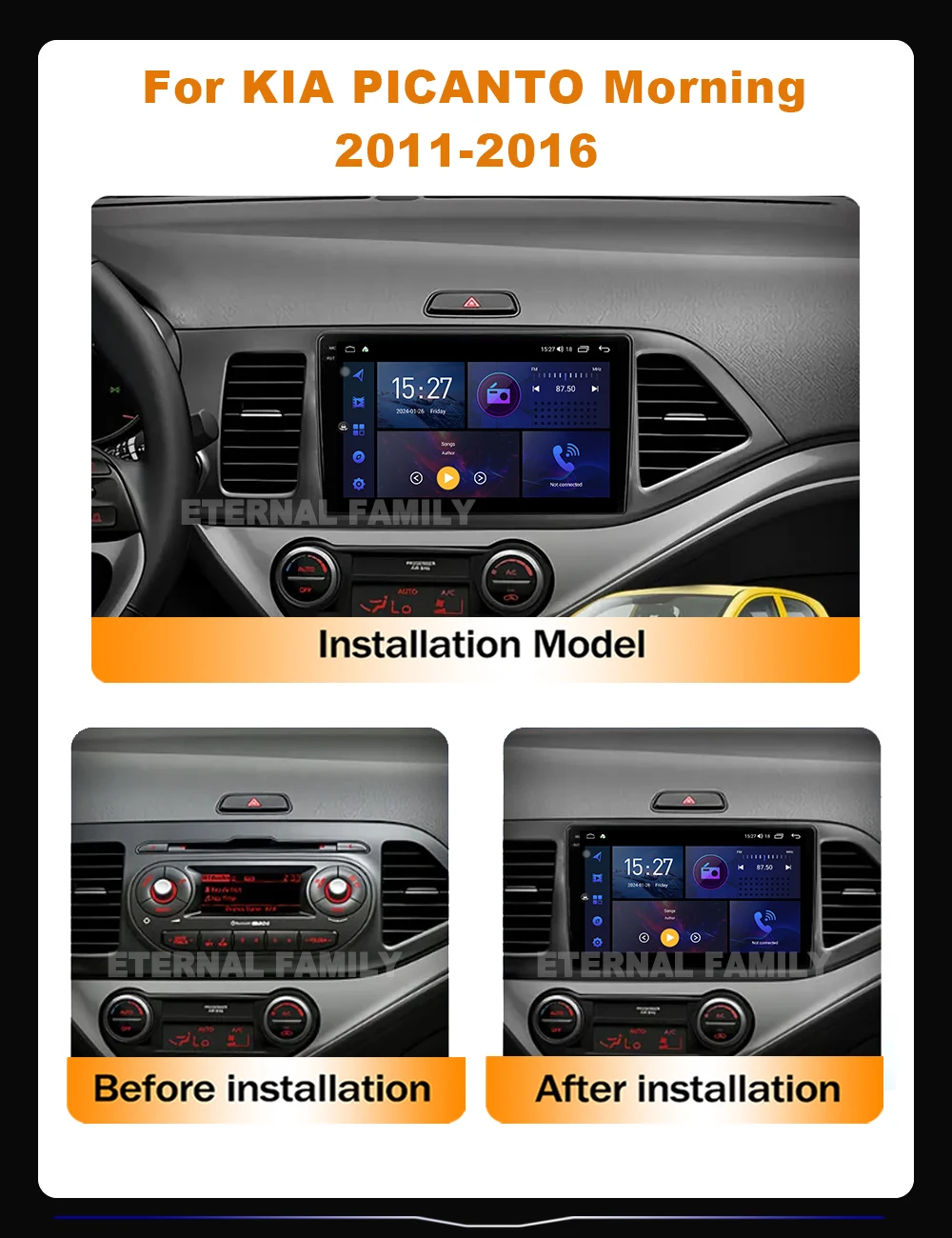 Android 16 For Kia Morning Picanto 2011 - 2017 LHD RHD QLED Car Radio Multimedia Video Player BT Stereo CarPlay IPS Head Unit