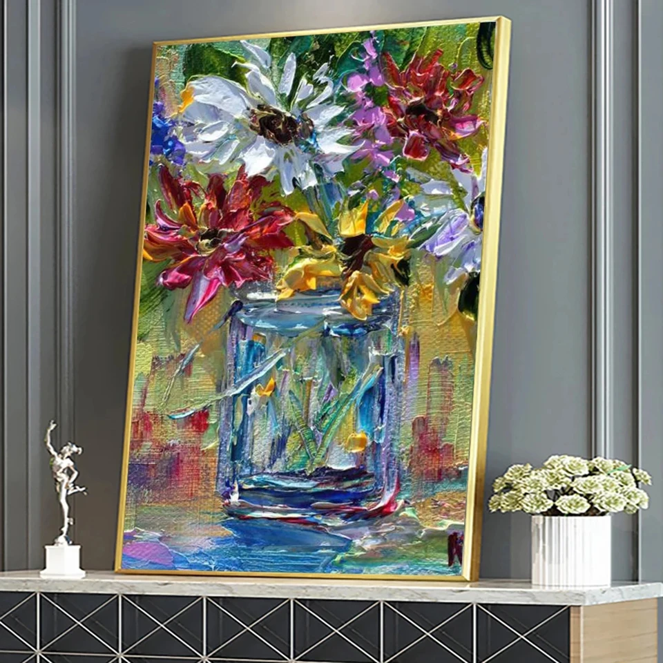 AB bunga cat air abstrak DIY kit lukisan berlian persegi penuh bordir mosaik bulat masih hidup untuk dekorasi rumah