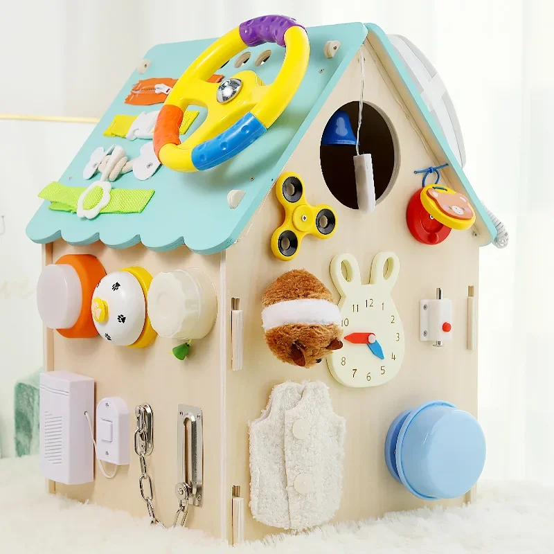 Quebra-cabeça de madeira ocupado casa de bonecas caixa de tesouro montessori educação matemática brinquedo sensorial da criança brinquedos ocupados jogos de tabuleiro bloco magnético presente