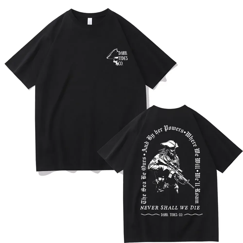 Forward Observations Group Dark Tides Co Never Shall We Die Skeleton Graphic T-shirt Men Oversized Tshirt Men's Trend T Shirts